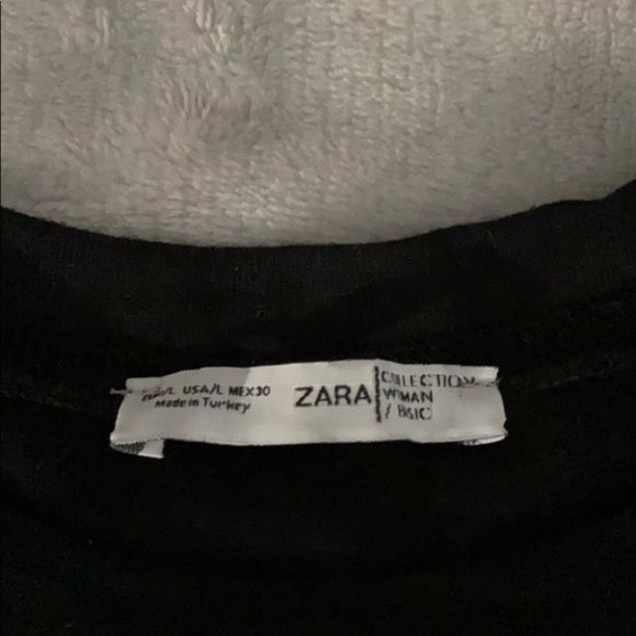 Zara Women Black Puffy Short Sleeve Crewneck Sweater Top Size Large - Picture 3 of 4